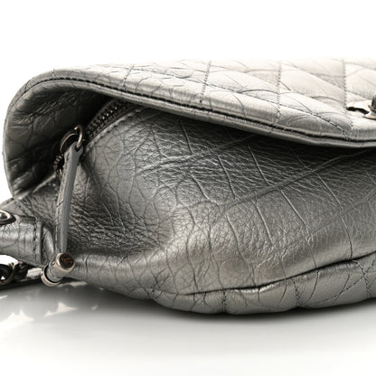 Chanel Metallic Calfskin Crocodile Embossed Quilted Easy Trip Waist Bag Fanny Pack Silver 9 of 10