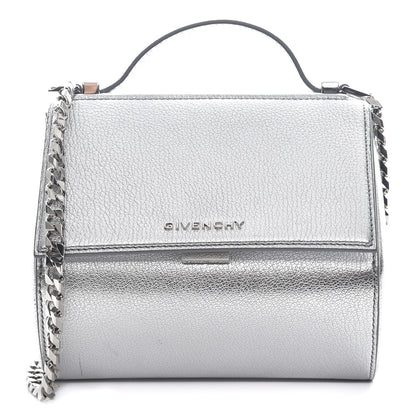 Givenchy Metallic Calfskin Mini Pandora Box Chain Crossbody Bag Silver 1 of 7