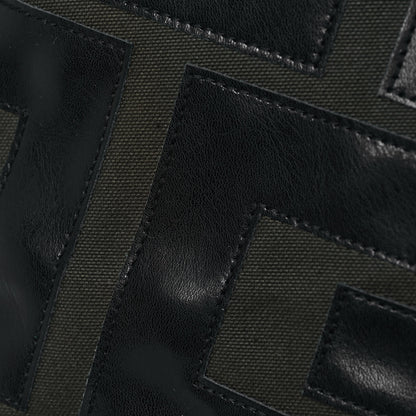 Celine Calfskin Logo Patchwork Cabas Dark Green Black 14 of 15