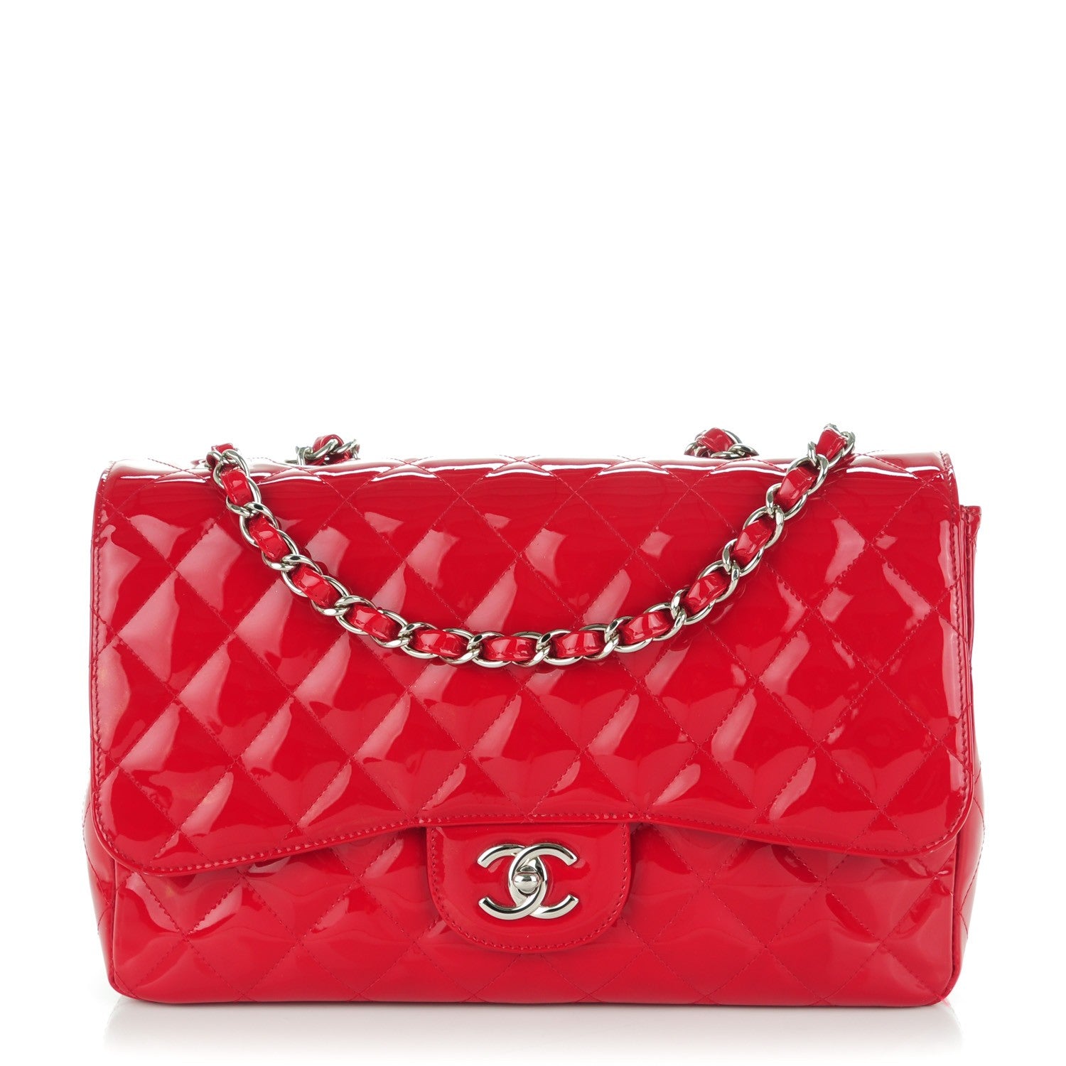 Chanel Patent Jumbo Single Flap Red 1 of 9