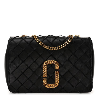 Marc Jacobs Lambskin Quilted Double Stitched The St Marc Trouble Shoulder Bag Black 1 of 10
