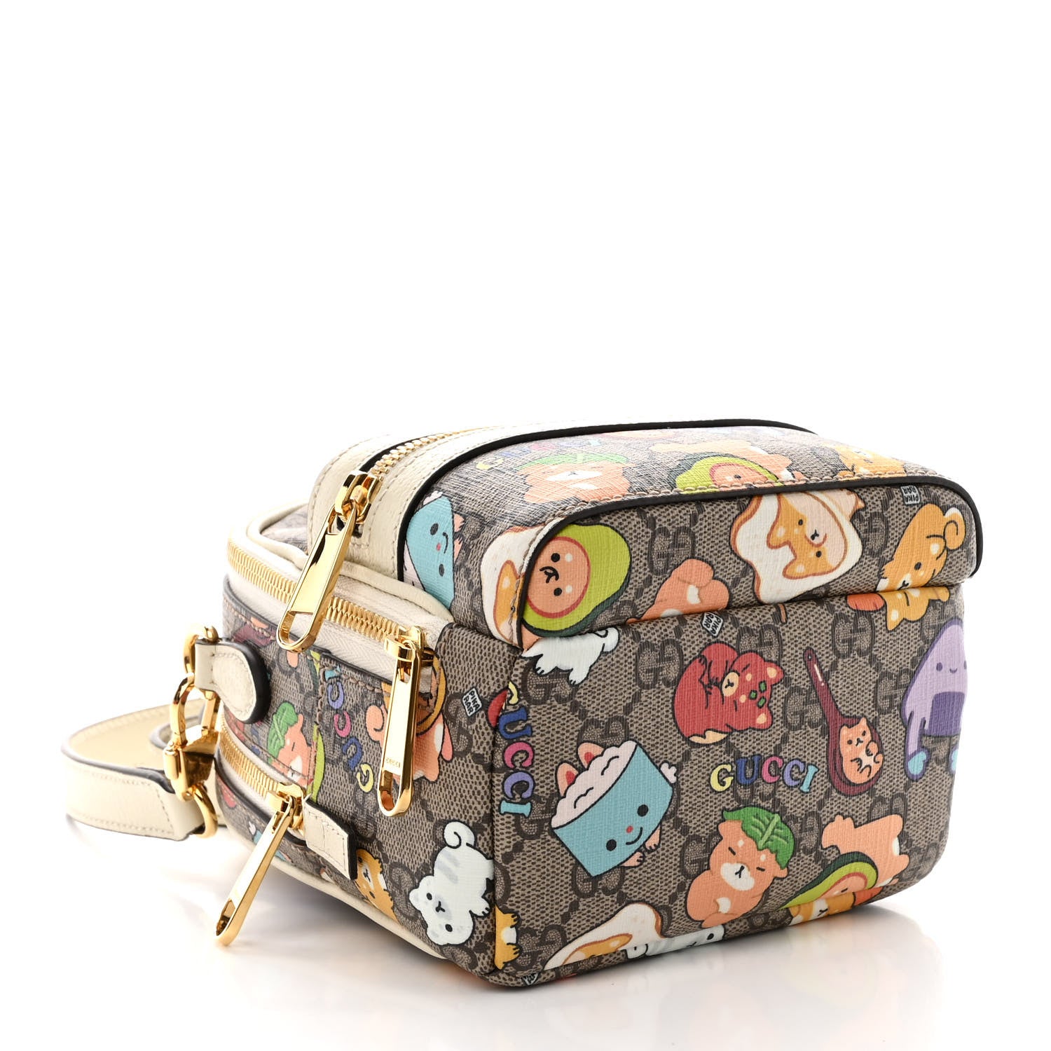 Gucci X PIKARAR GG Supreme Monogram Textured Dollar Calfskin Animal Print Retro Interlocking G Multi-Function Bag Beige Ebony Multicolor Mystic White 4 of 11
