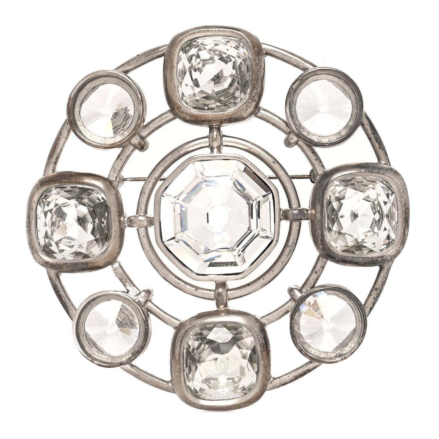 Crystal Large Brooch Silver