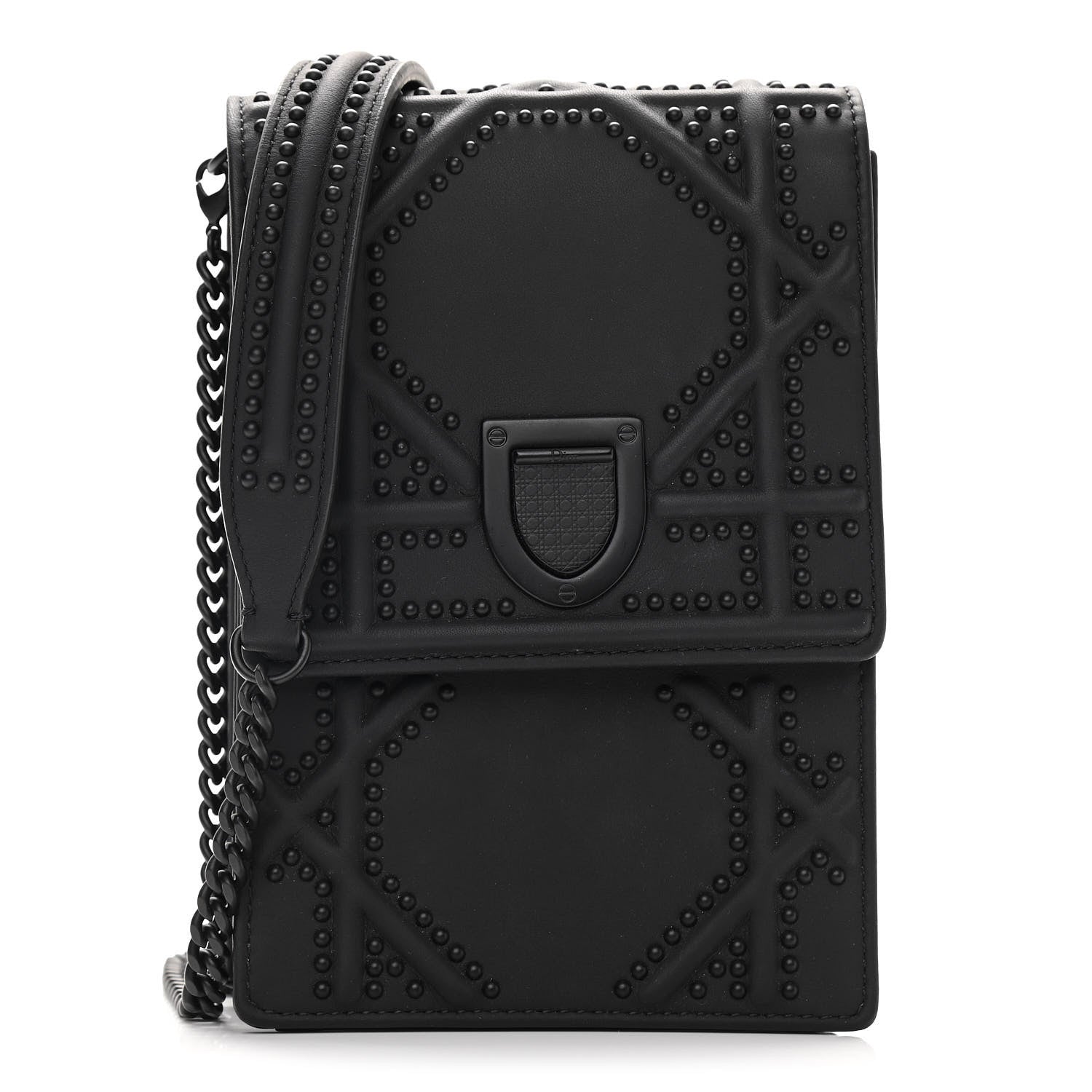 Christian Dior Ultra Matte Calfskin Studded Vertical Diorama Black 1 of 9