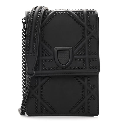 Christian Dior Ultra Matte Calfskin Studded Vertical Diorama Black 1 of 9