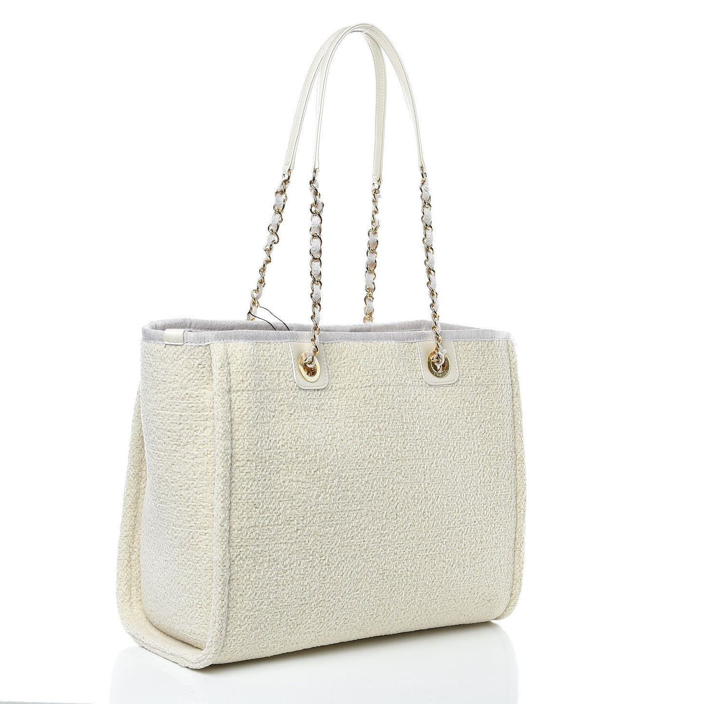 Lurex Boucle Small Deauville Tote White