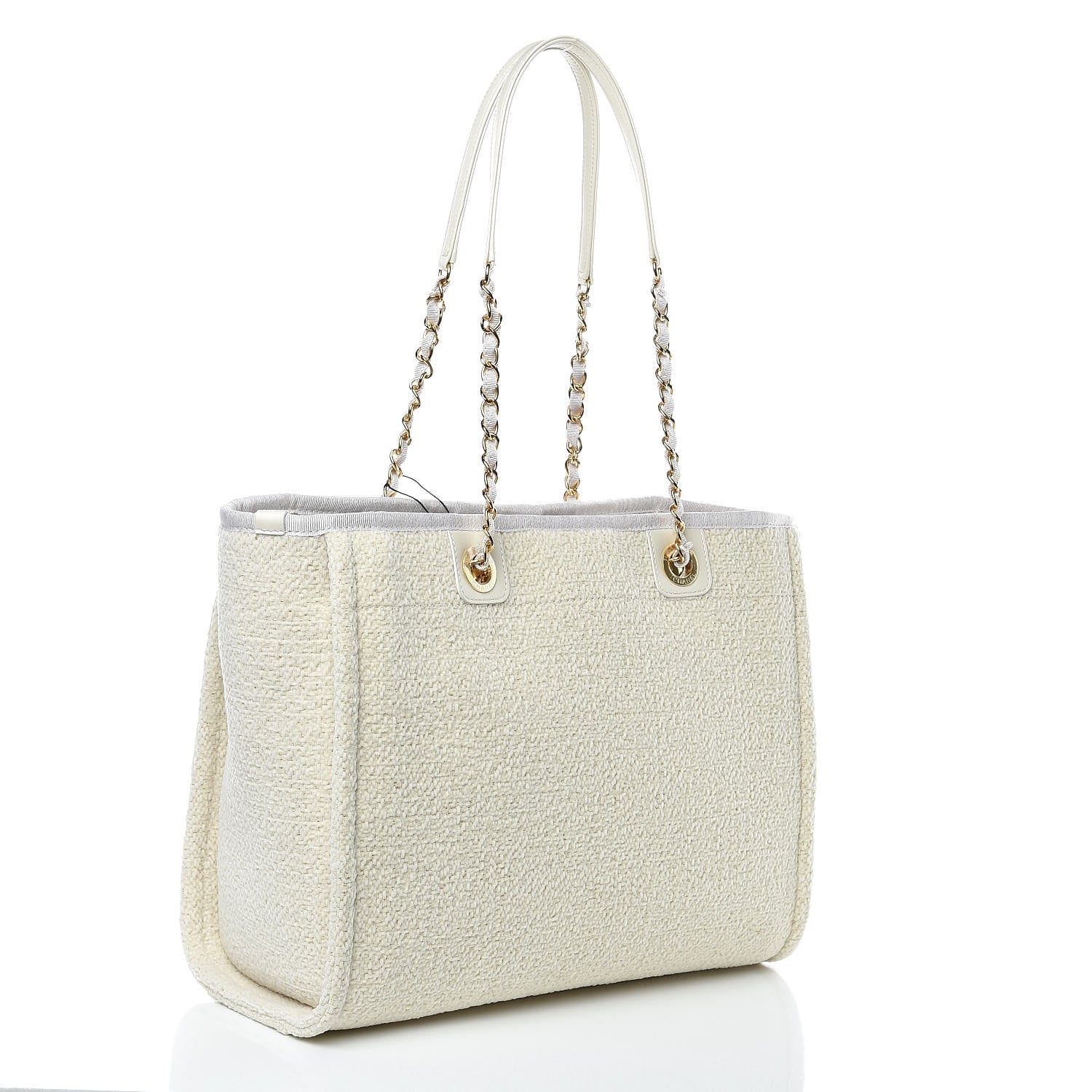 Chanel Lurex Boucle Small Deauville Tote White 3 of 8