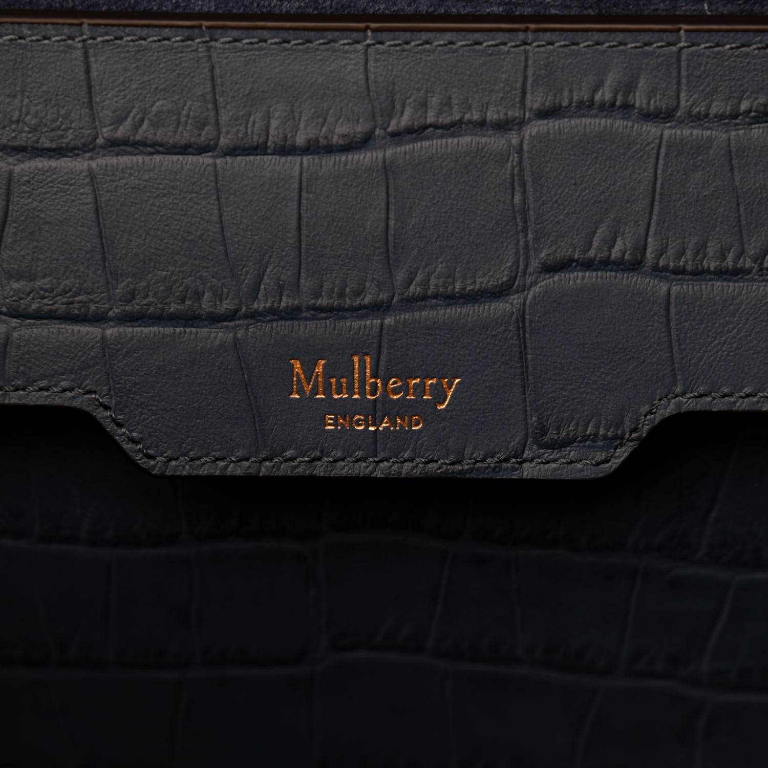 Mulberry Matte Crocodile Embossed Bayswater Tote Pale Navy 6 of 8