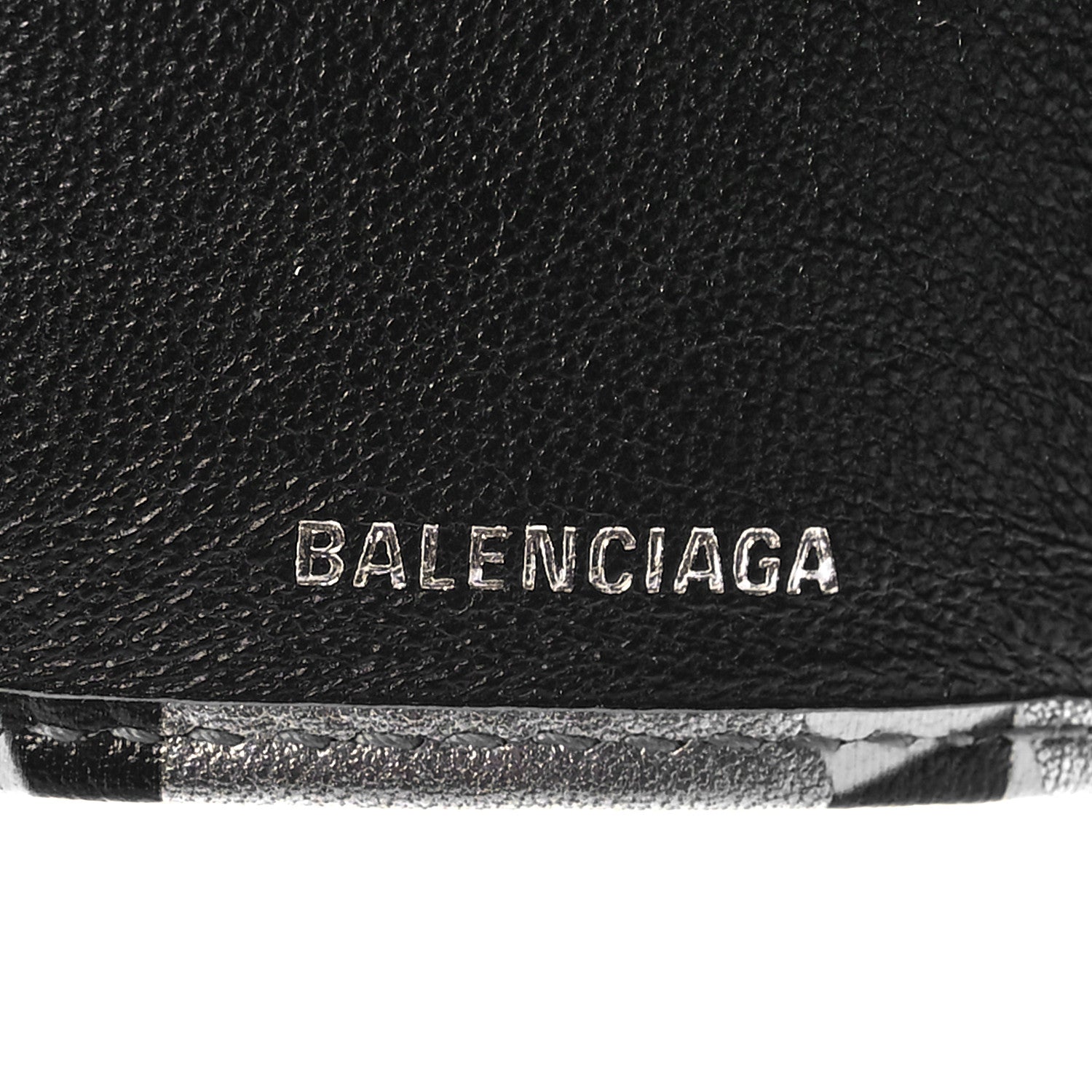 Balenciaga Metallic Calfskin Losange Monogram Mini Everyday Wallet Silver Black White 6 of 9