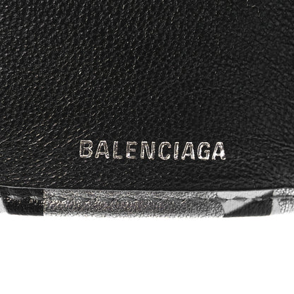Balenciaga Metallic Calfskin Losange Monogram Mini Everyday Wallet Silver Black White 6 of 9