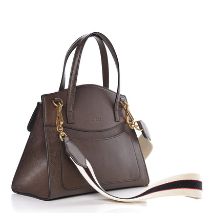 Gucci Textured Calfskin Web Crystal Butterfly Stripe Medium Totem Top Handle Bag New Acero 3 of 8