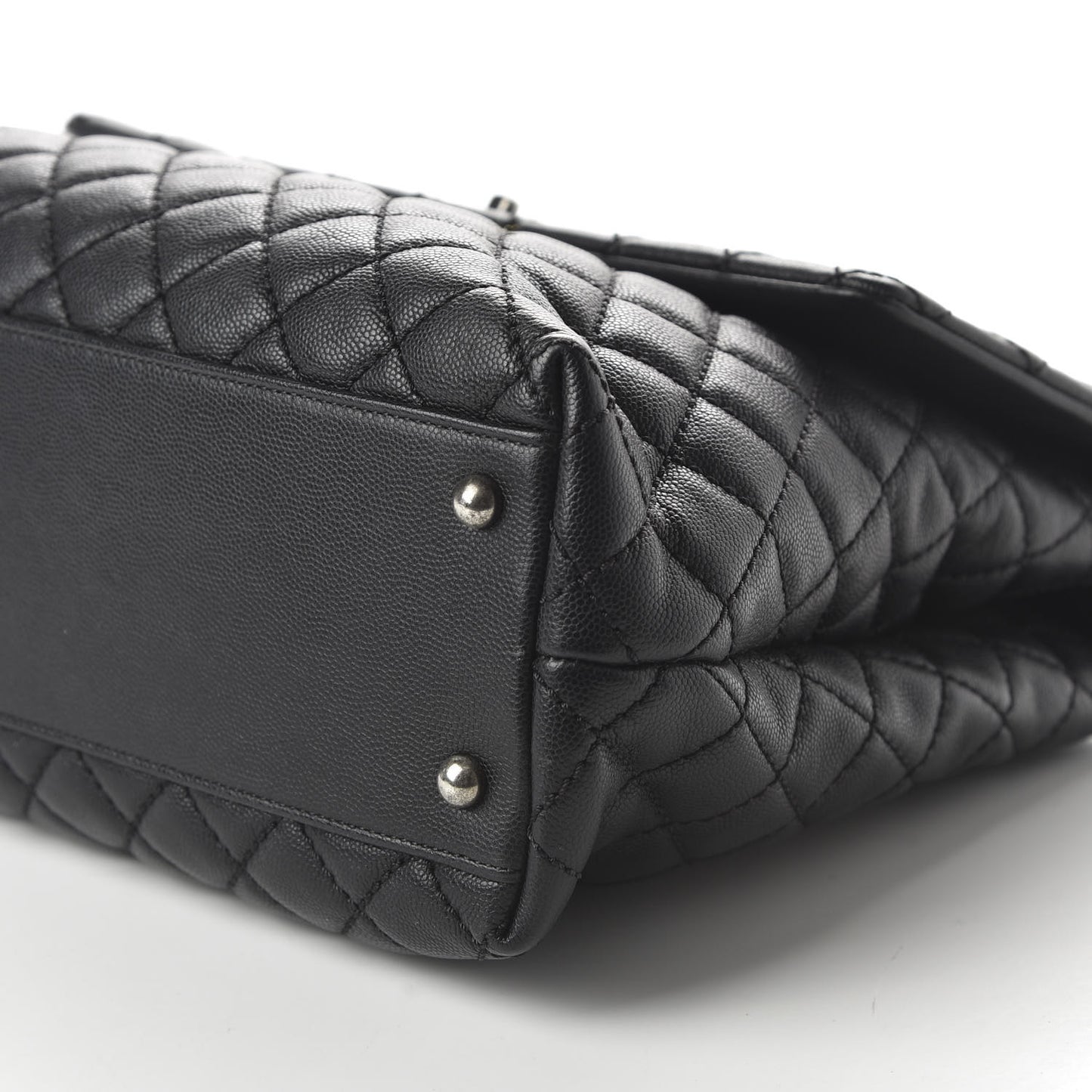 Caviar Quilted Large Coco Handle Flap Black