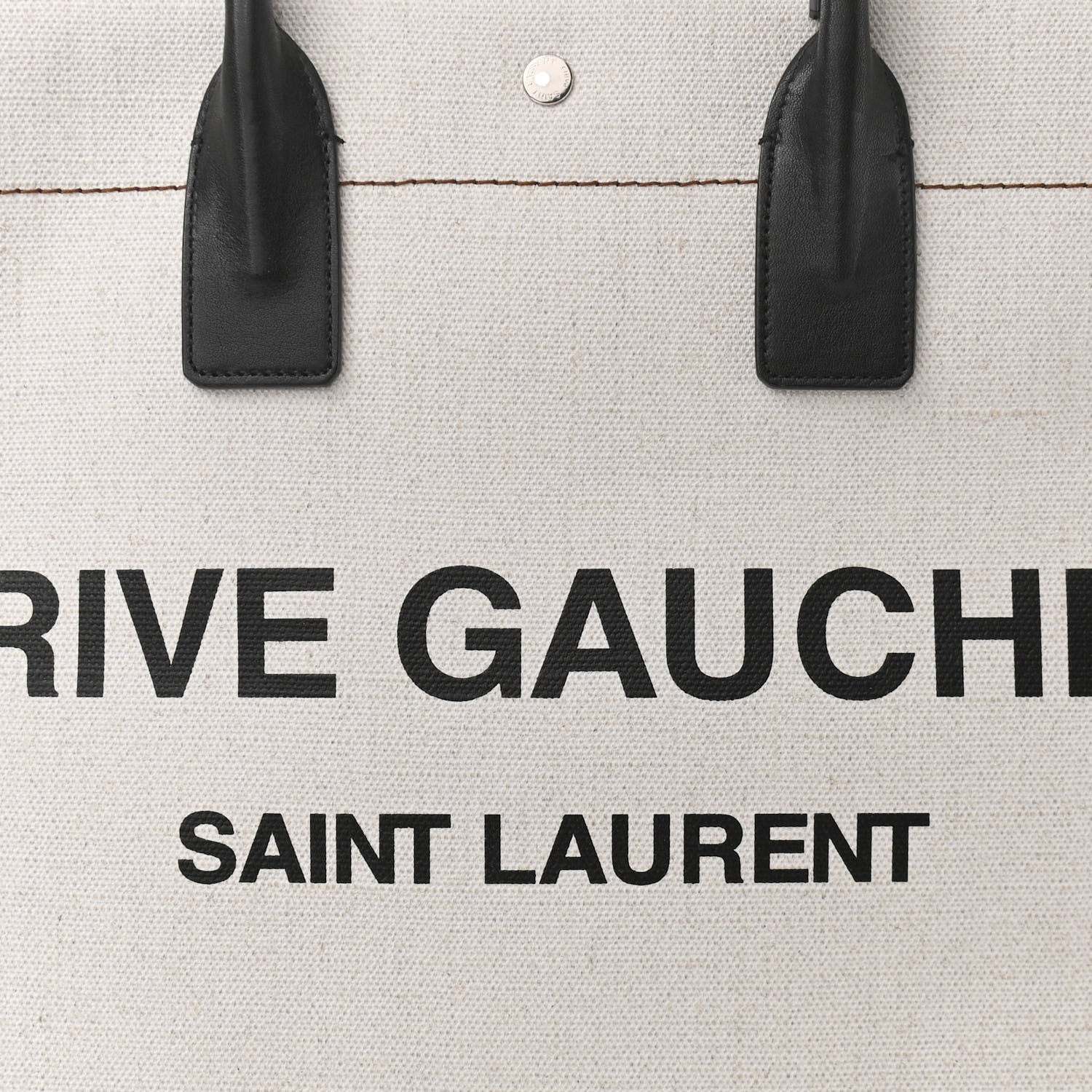 Saint Laurent Linen Calfskin Rive Gauche Tote Optic White 8 of 12