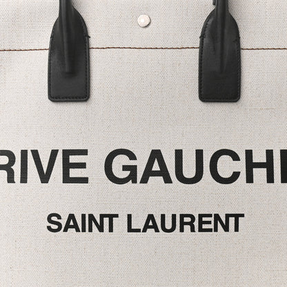 Saint Laurent Linen Calfskin Rive Gauche Tote Optic White 8 of 12