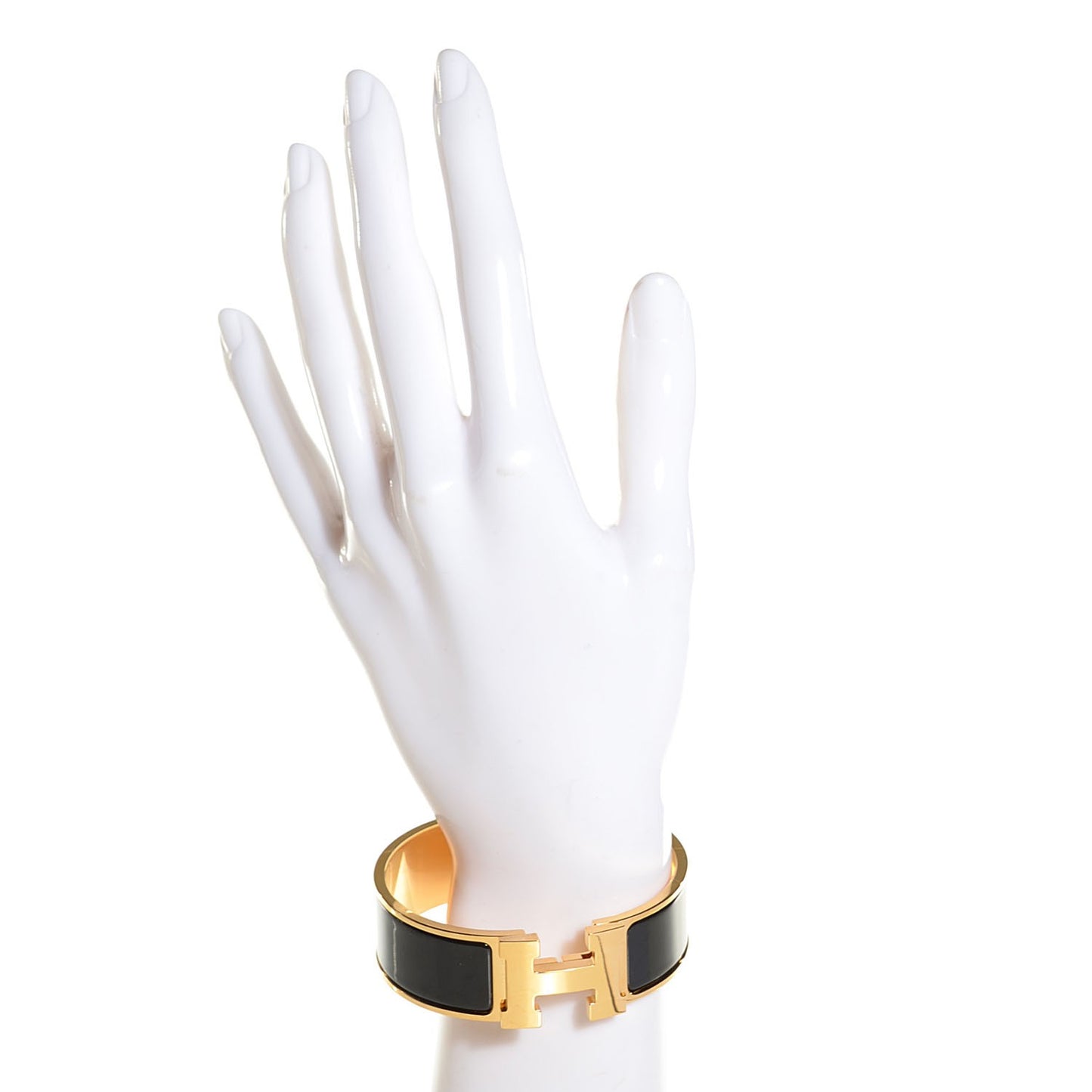 Enamel Wide Clic Clac H Bracelet GM Black