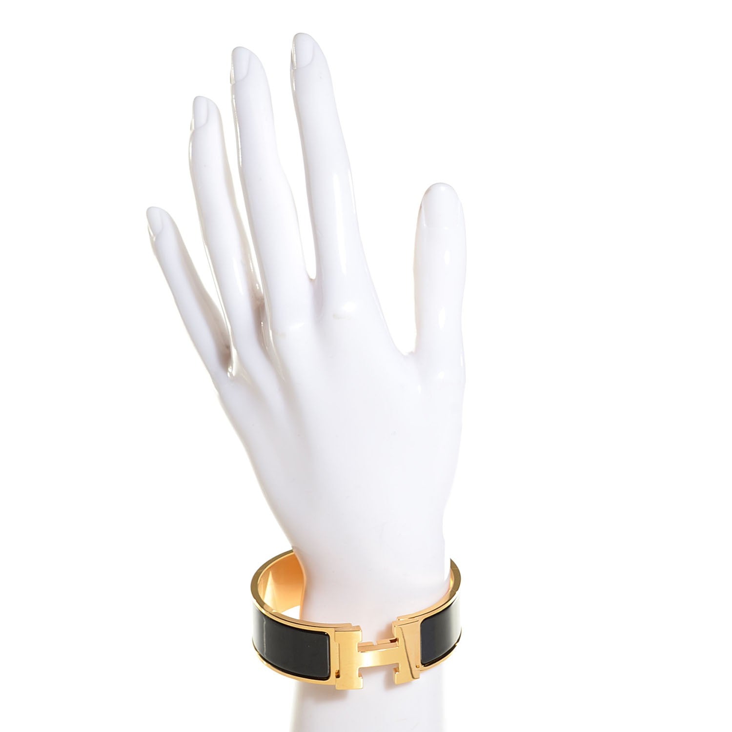 Hermes Enamel Wide Clic Clac H Bracelet GM Black 2 of 5