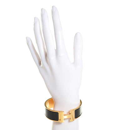 Hermes Enamel Wide Clic Clac H Bracelet GM Black 2 of 5
