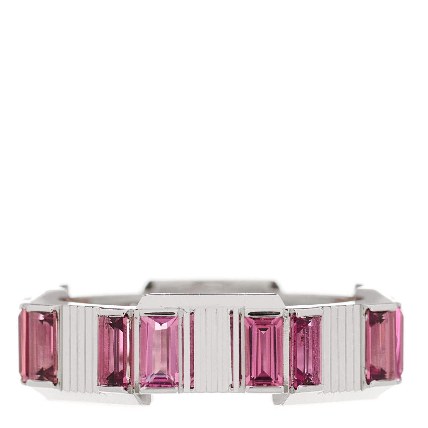 Gucci 18K White Gold Rubellite 7mm Link to Love Ring 54 6.75 1 of 4