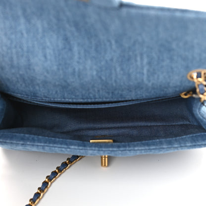 Chanel Denim Quilted Mini Pearl Crush Rectangular Flap Blue 5 of 9