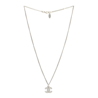 Chanel Crystal Timeless CC Necklace Silver 3 of 5