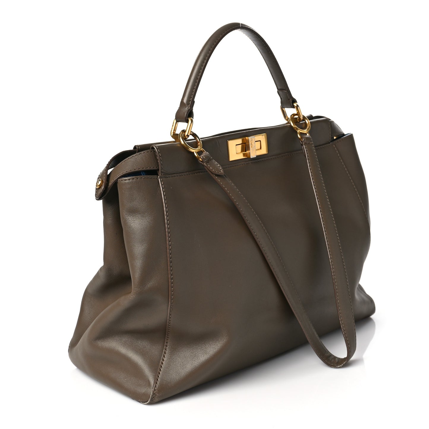 Vitello Morgan Shiny Nappa Large Peekaboo Iconic Satchel Foresta Blue