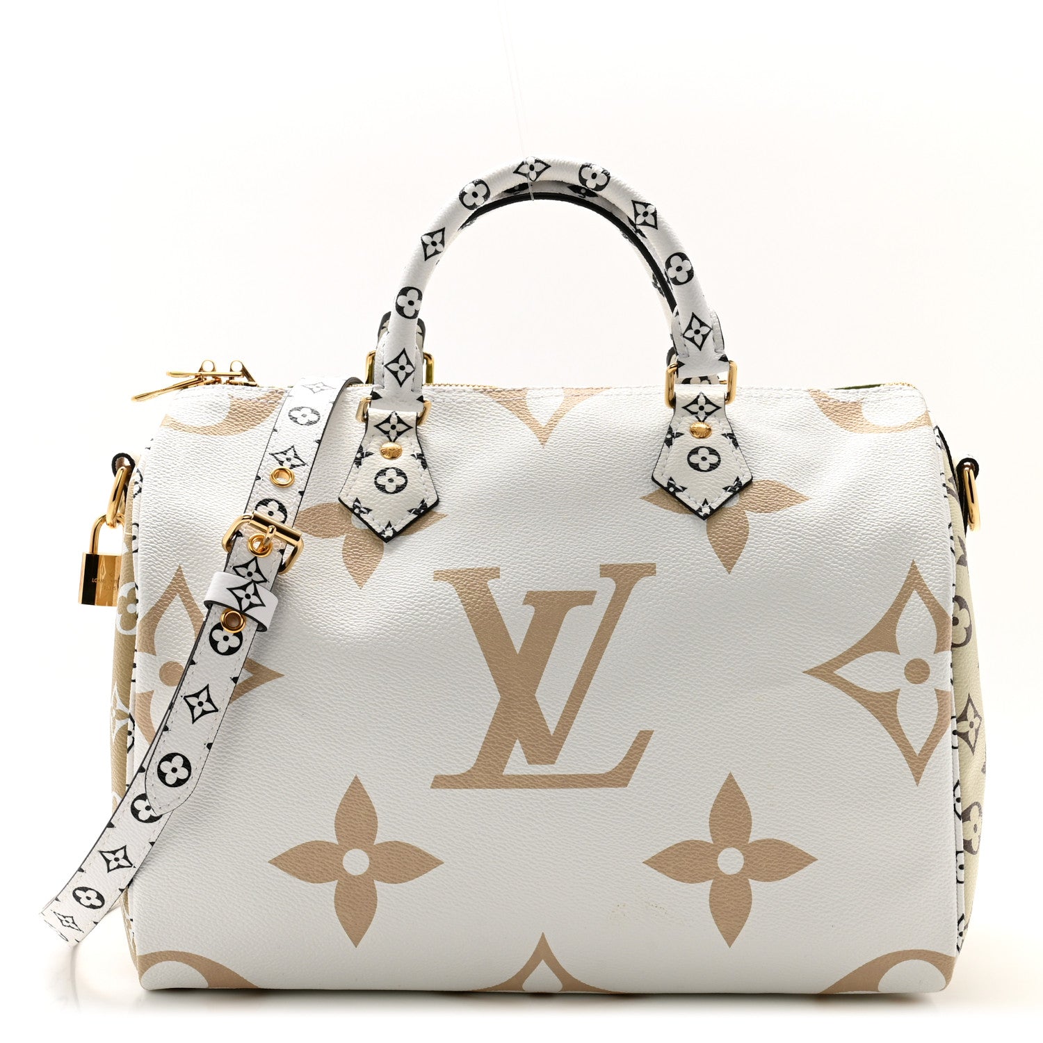 Louis Vuitton Monogram Giant Speedy Bandouliere 30 Kaki Beige 1 of 12