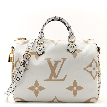 Louis Vuitton Monogram Giant Speedy Bandouliere 30 Kaki Beige 1 of 12