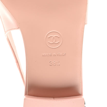 Chanel Patent Calfskin Cap Toe Slingback Flats 38.5 Light Pink 6 of 9