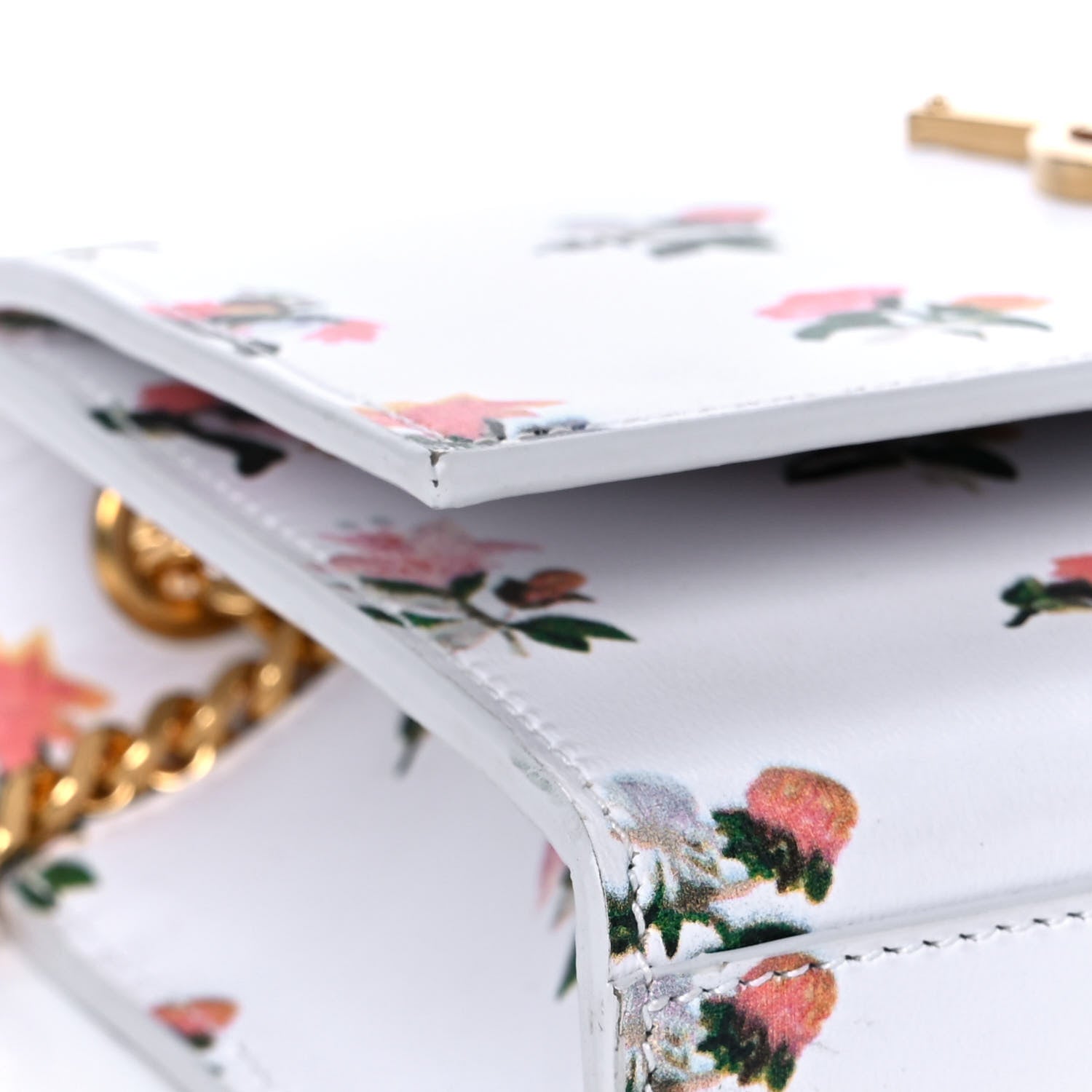 Saint Laurent Calfskin Prairie Flower Printed Small Classic Monogram Kate Satchel White 7 of 14