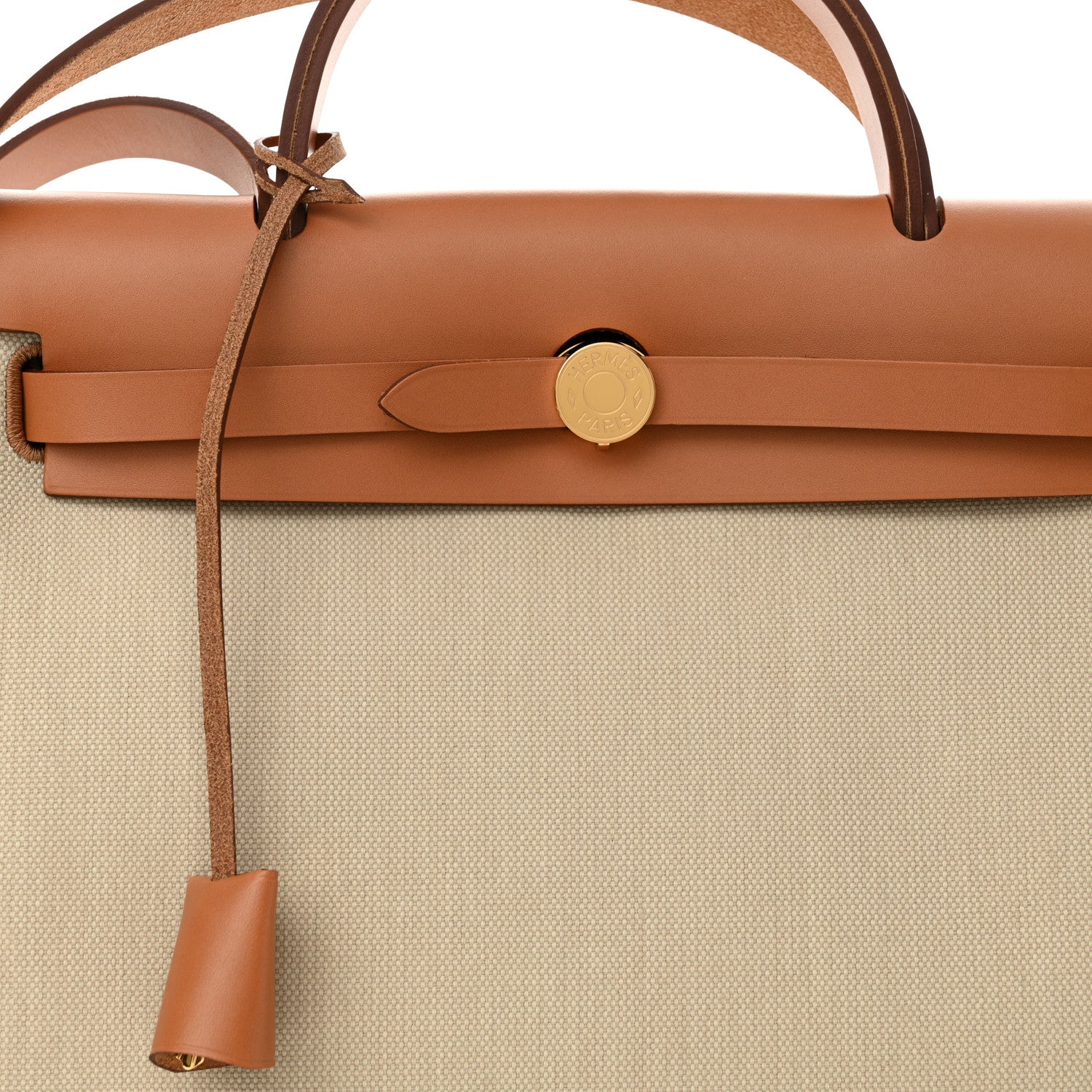 Hermes Military Toile Vache Hunter Herbag Zip Retourne 31 PM Beton Naturel 9 of 13
