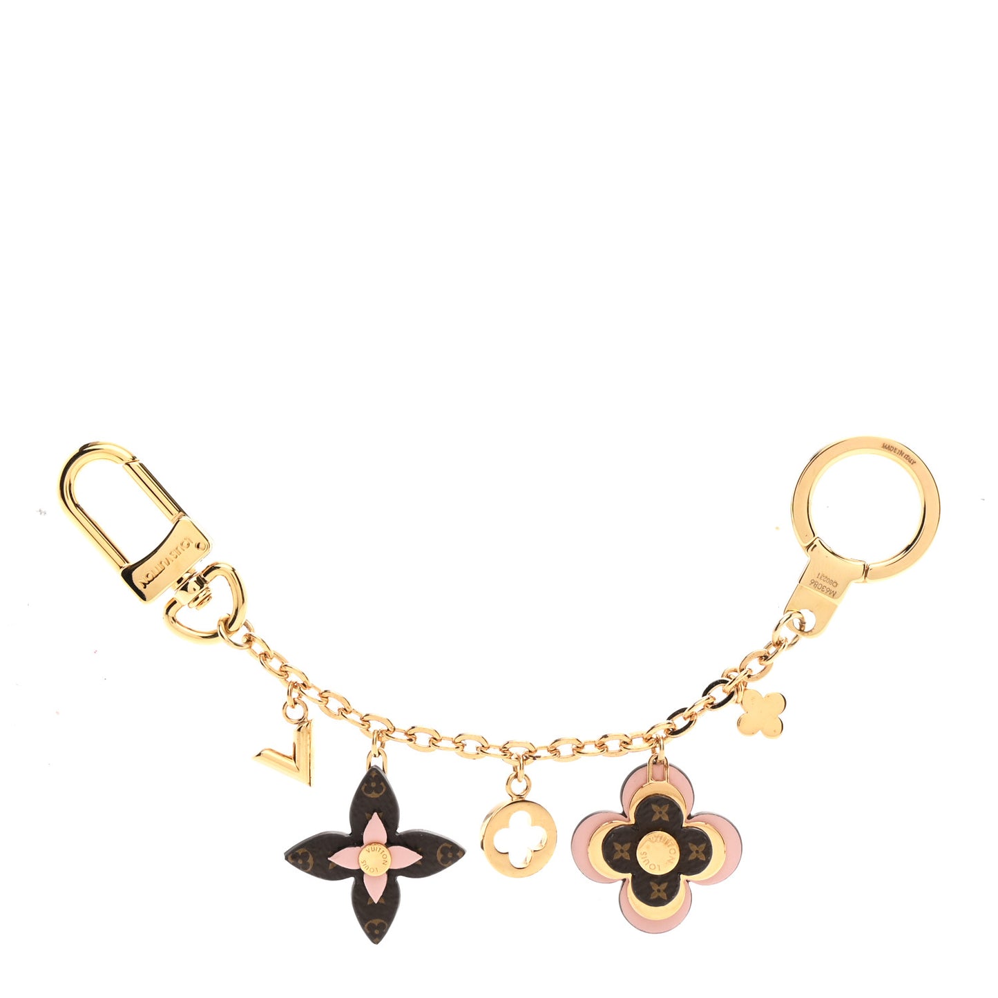 Brass Monogram Blooming Flowers Bag Charm Key Holder Rose Ballerine