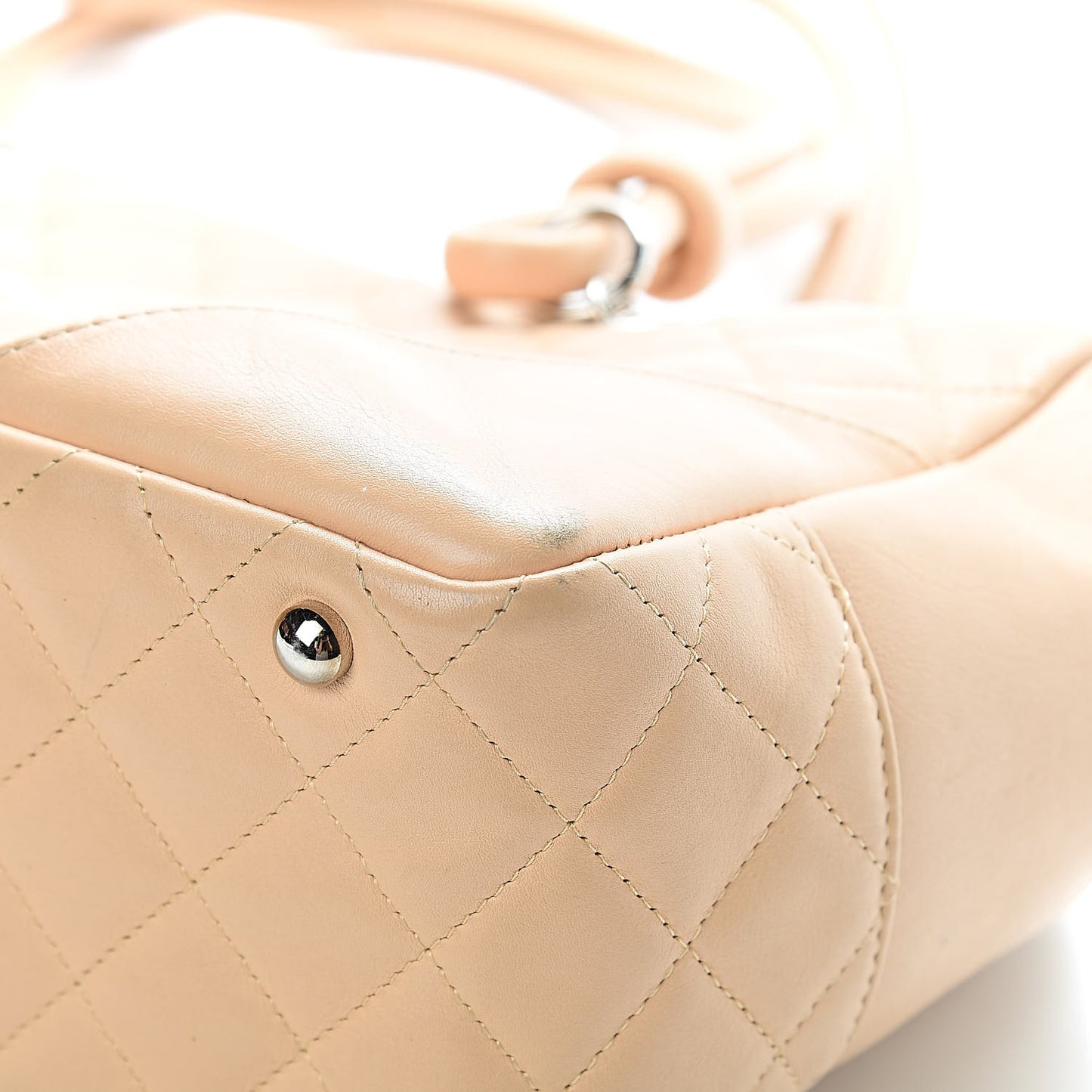Calfskin Quilted Cambon Quilted Large Bowler Beige