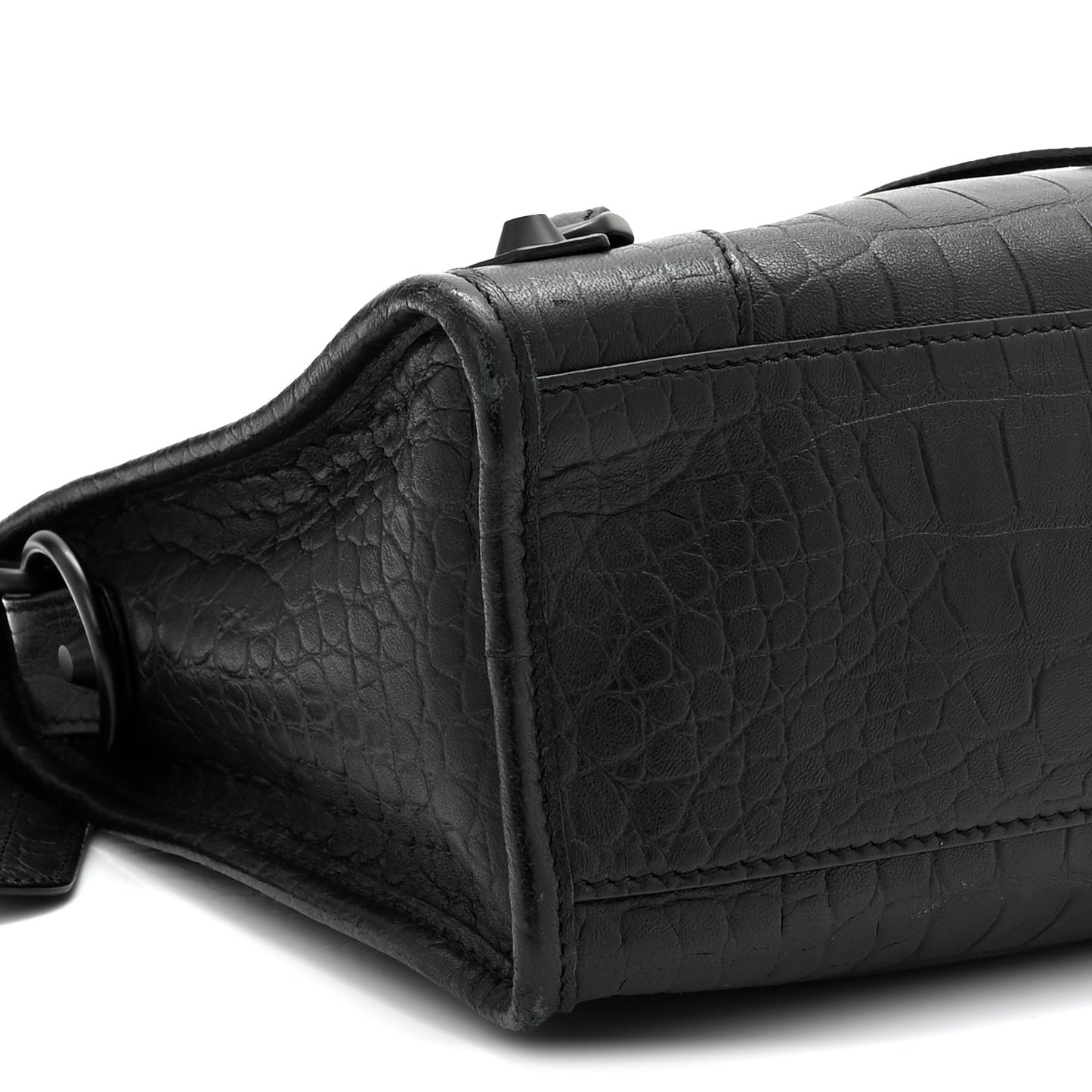 Matte Supple Lambskin Crocodile Embossed Classic Black Hardware S City Black