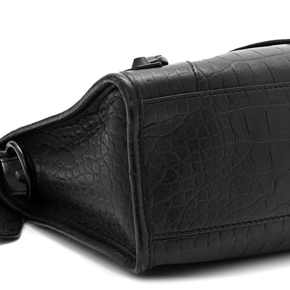 Balenciaga Matte Supple Lambskin Crocodile Embossed Classic Black Hardware S City Black 9 of 10