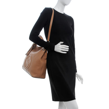 Gucci Pebbled Calfskin Large Soho Hobo Camelia 2 of 8