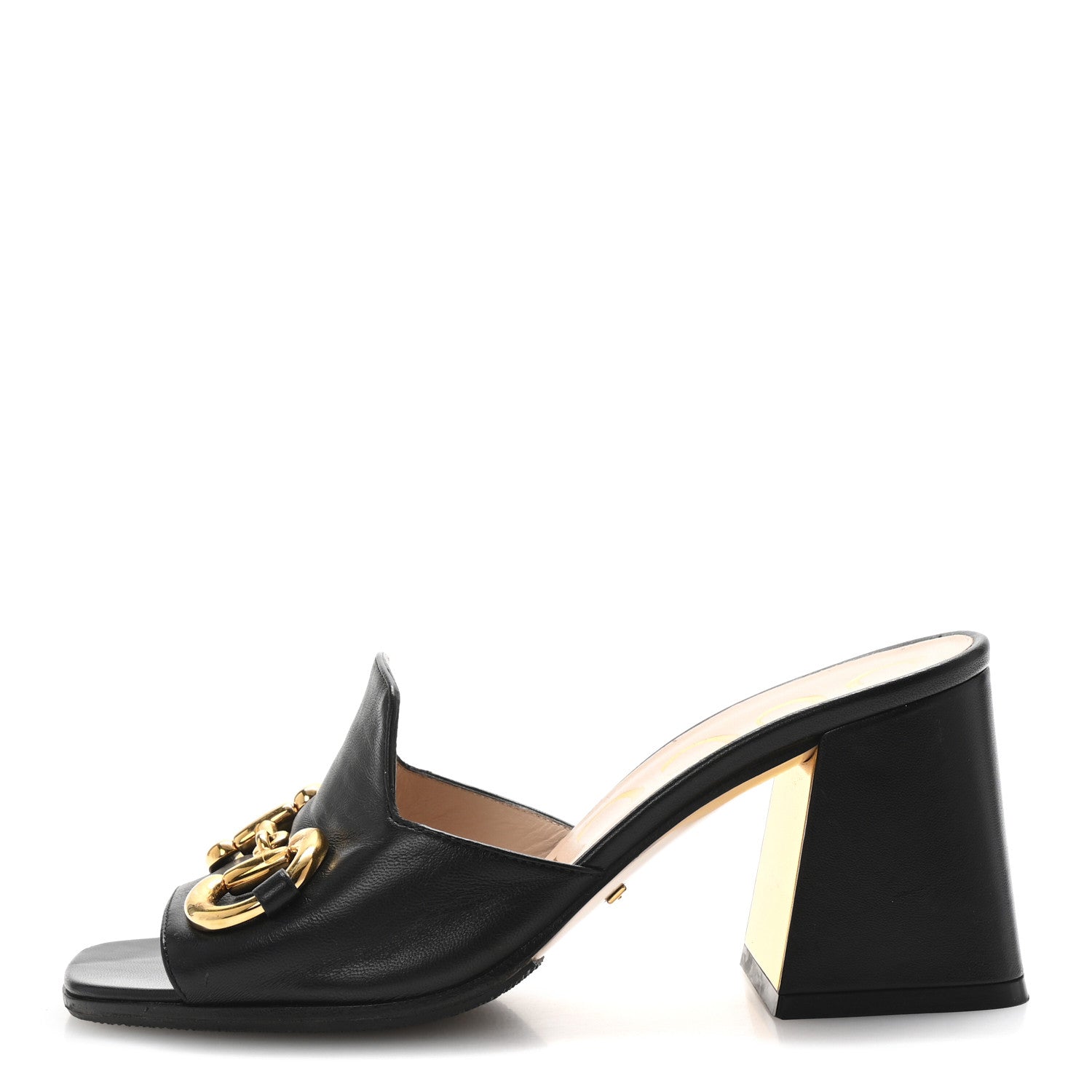 Gucci Nappa Horsebit 75mm Slide Sandals 35 Black 1 of 10
