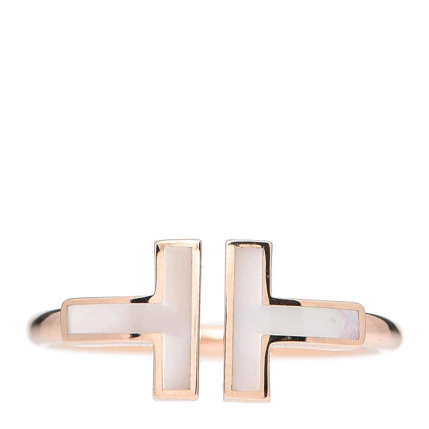 18K Rose Gold Mother of Pearl T Wire Ring 53 6.5