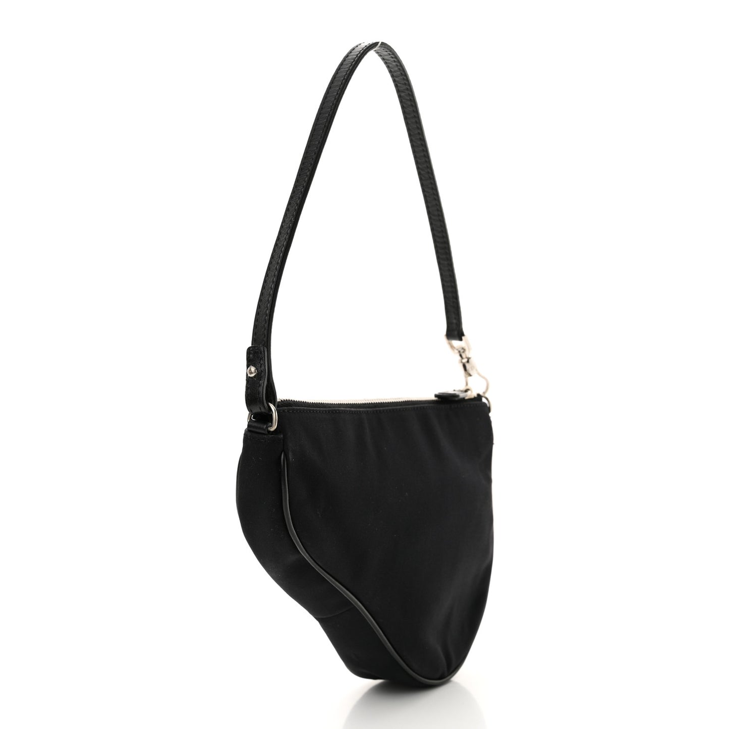 Canvas Stitched Flower Sequins Mini Saddle Pochette Black Red