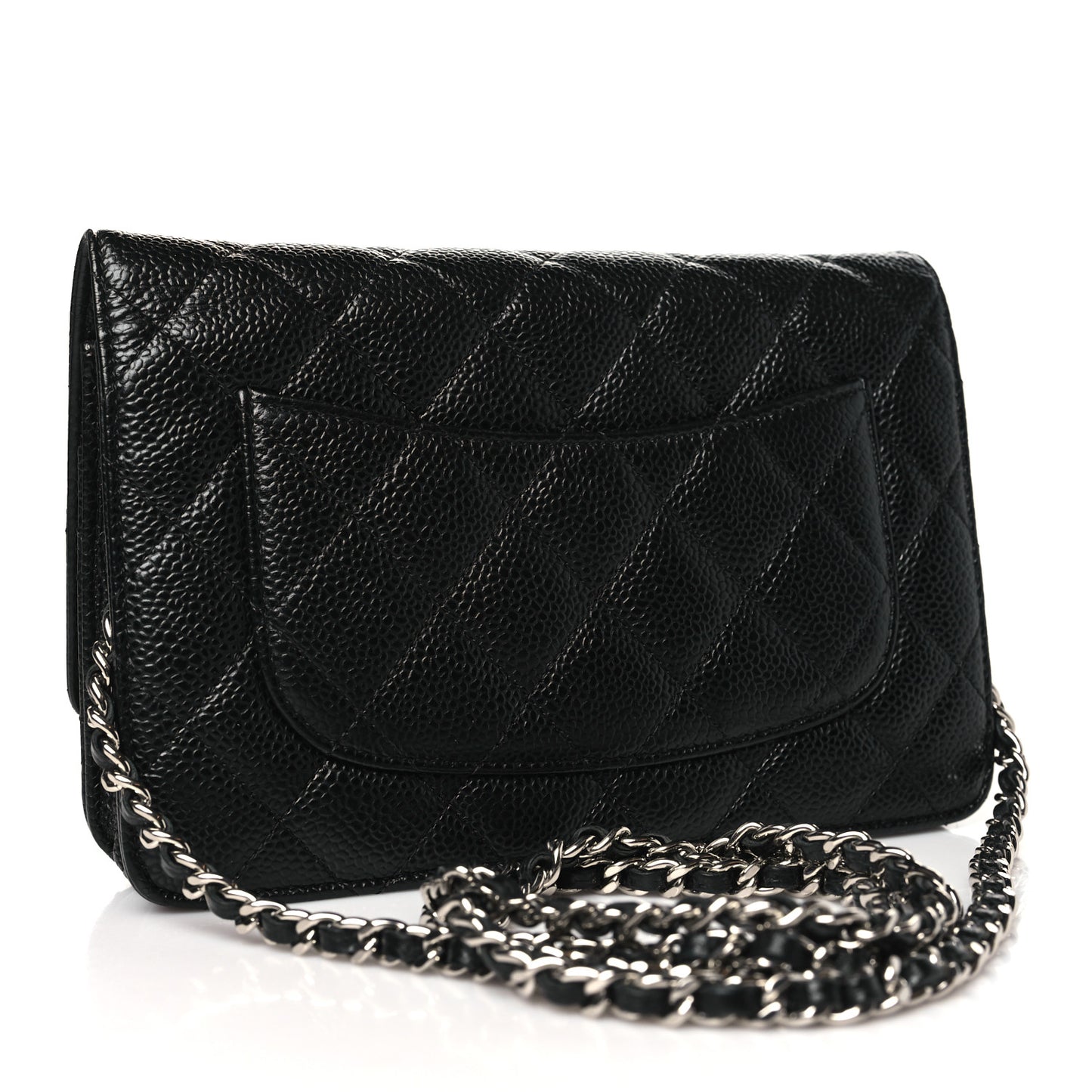 Caviar Quilted Wallet on Chain WOC Black