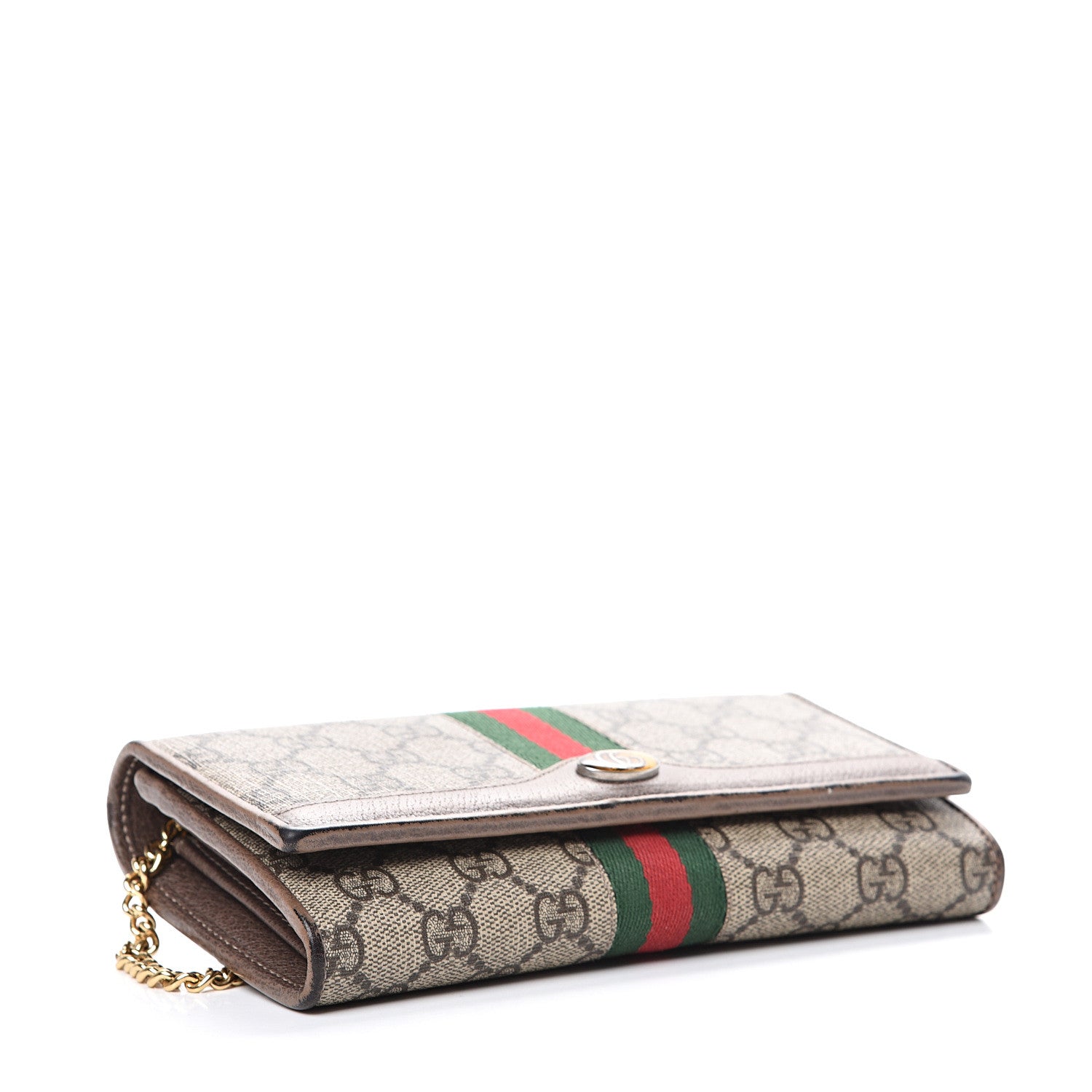 Gucci GG Supreme Monogram Web Ophidia Wallet On Chain Brown 3 of 15