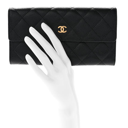Chanel Caviar Quilted Large Gusset Flap Wallet Black 2 of 8