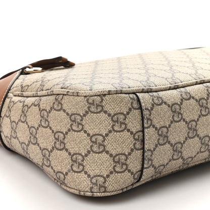 Gucci GG Supreme Monogram Emblem Medium Shoulder Bag Beige Dark Brown 9 of 10
