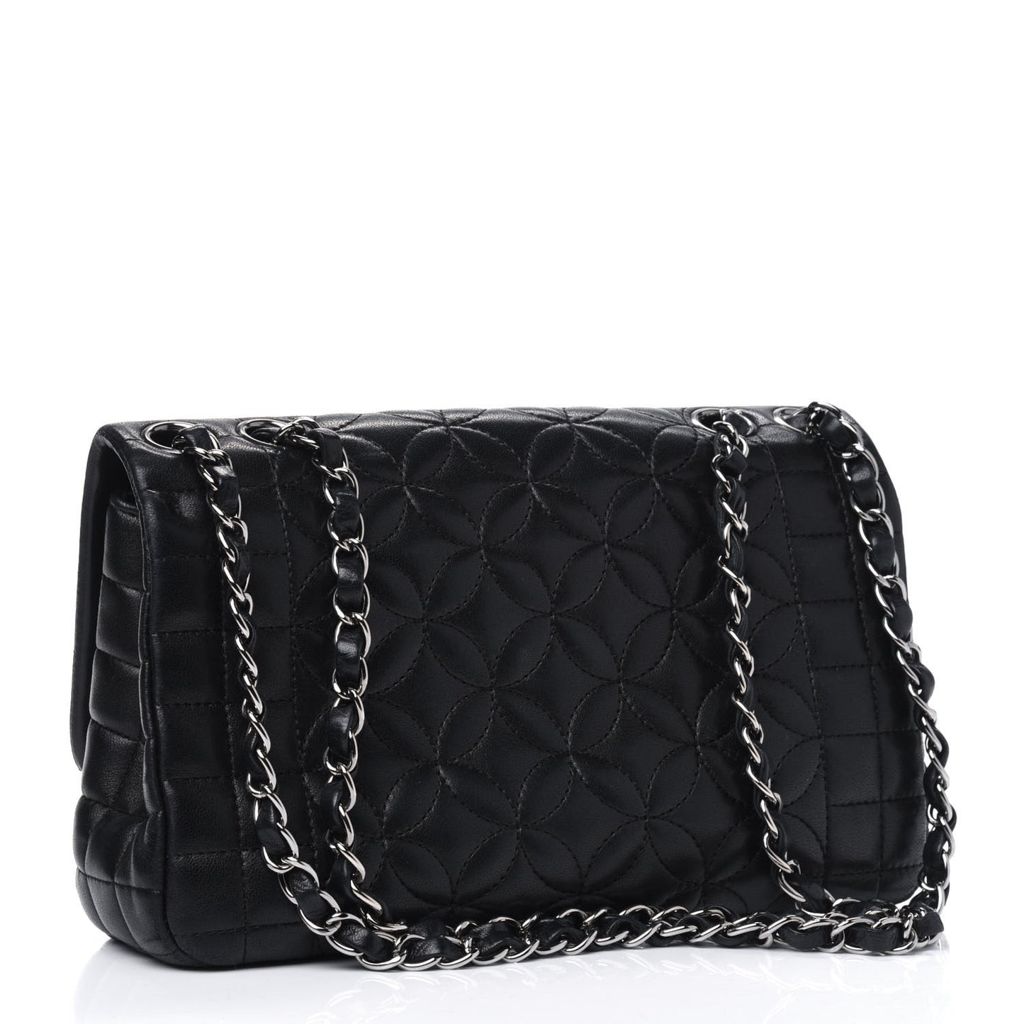 Lambskin Quilted Lady Graphic Flap Black