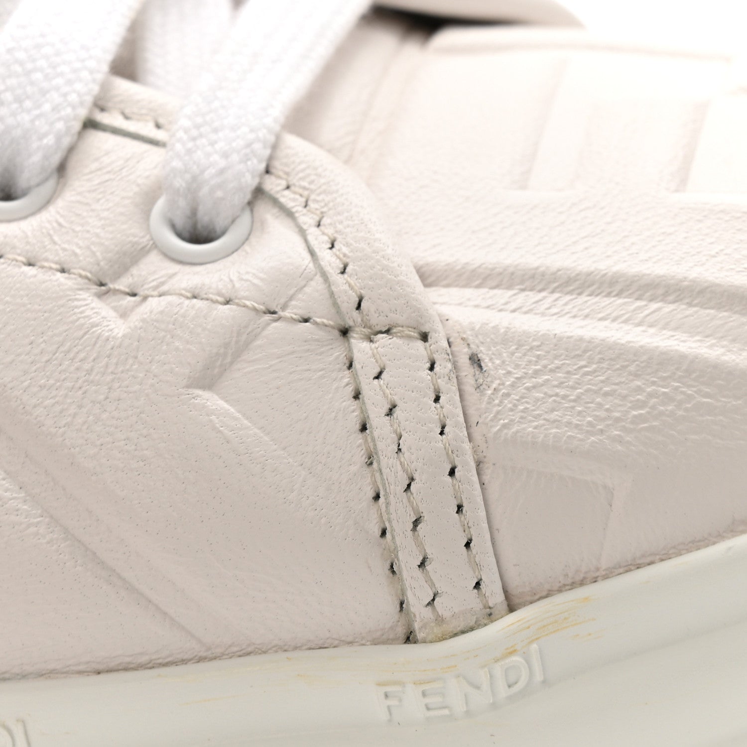 Fendi Lambksin FF Embossed Rise Low Top Sneakers 36.5 Ultra White 24 of 30
