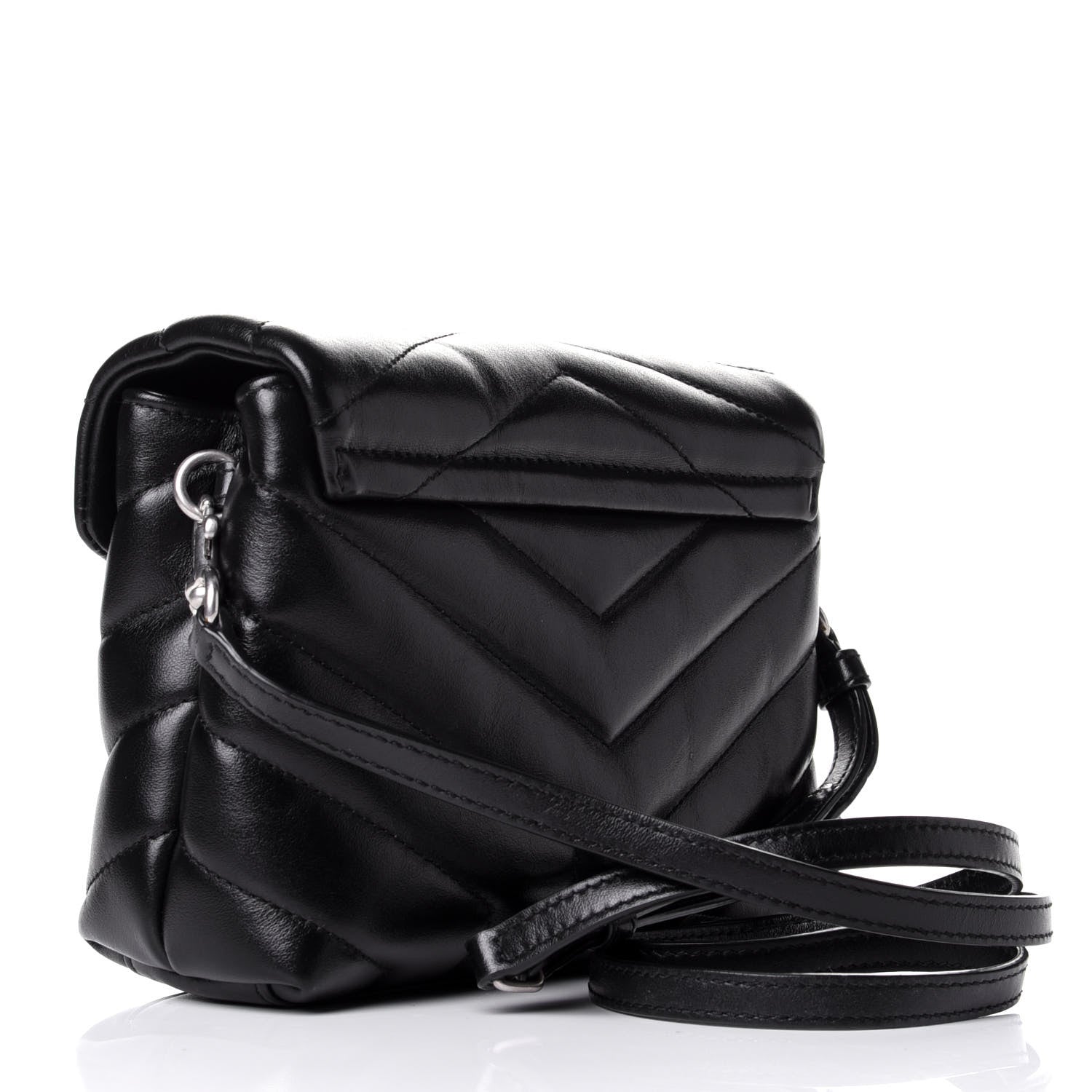 Saint Laurent Calfskin Y Quilted Monogram Toy Loulou Crossbody Bag Black 2 of 12