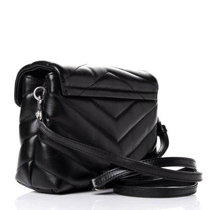 Saint Laurent Calfskin Y Quilted Monogram Toy Loulou Crossbody Bag Black 2 of 12