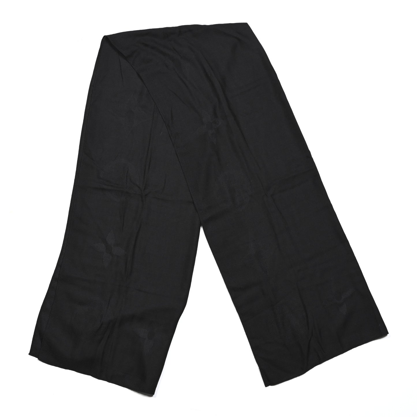 Cashmere Silk Monogram Stole Black