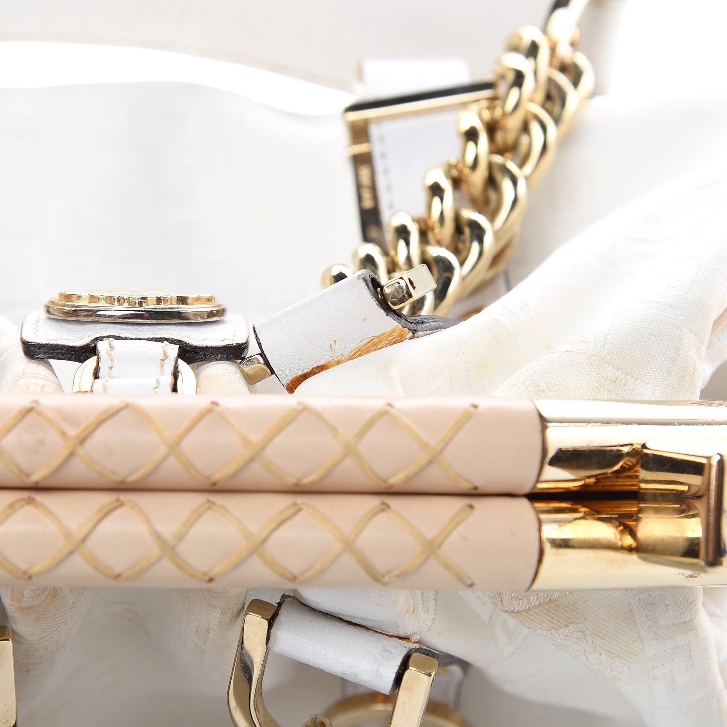 Versace Satin Chain Satchel White 12 of 16