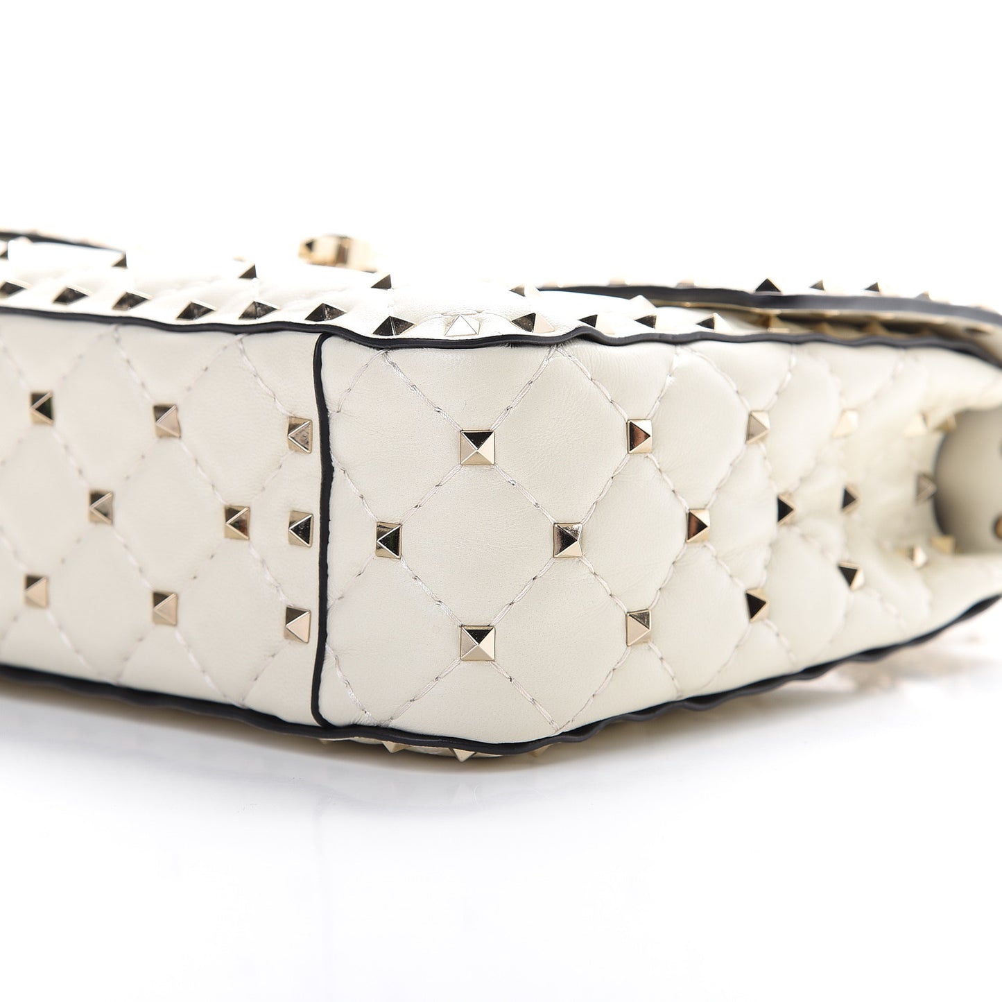 Nappa Medium Rockstud Spike Shoulder Bag White