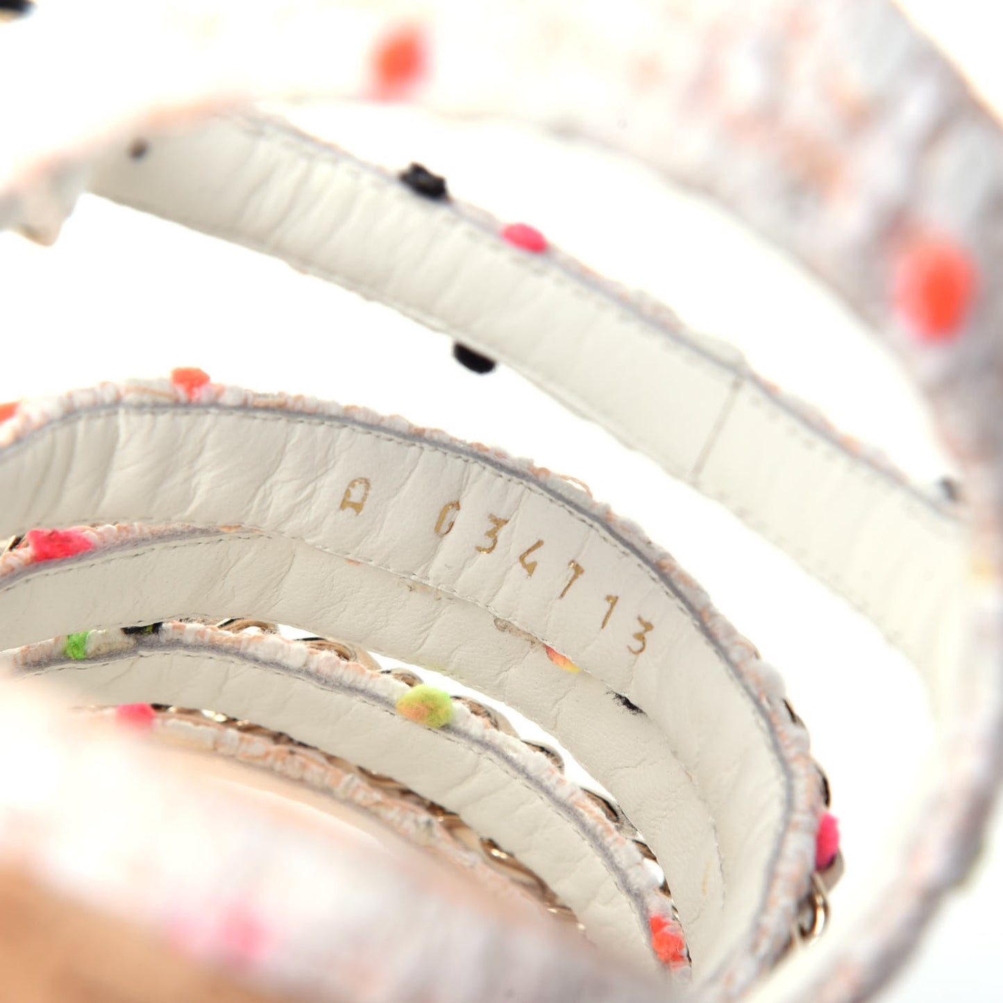 Tweed Chain Platform Sandals 35 Coral White